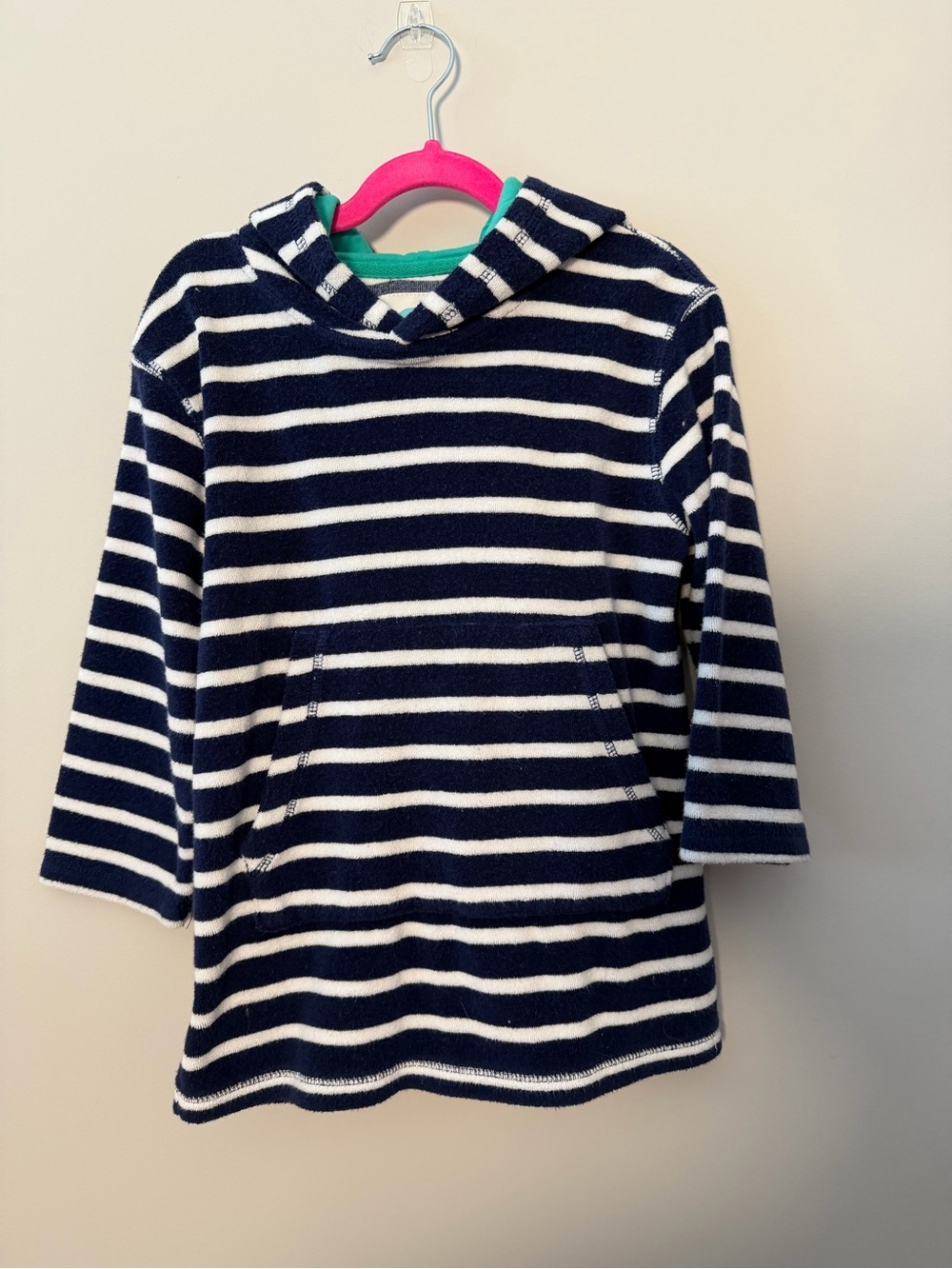 Kids Navy & White Striped Hooded Pullover Cover Up Size 4